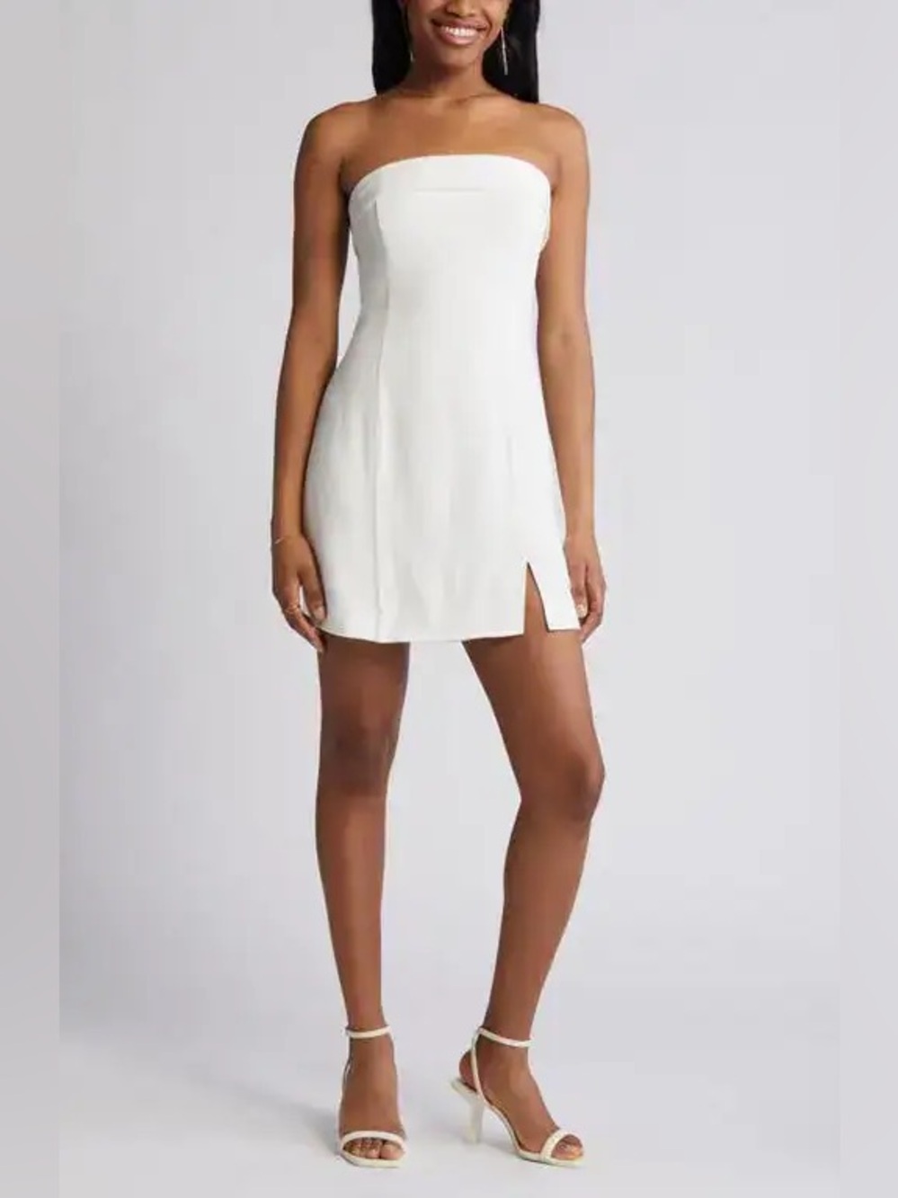 BP. • NWT Cotton Strapless White Mini Dress with Front Slit